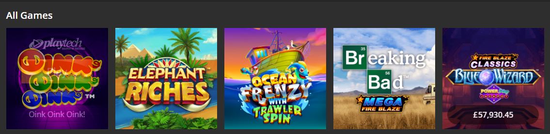 Browse complete selection of casino games and slots